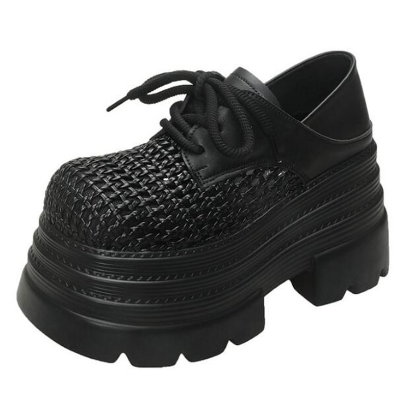 Wedge Espadrille Women - 新 2025 女性の中空レザースニーカー高プラットフォームレースアップカジュアルシューズ厚底 10 センチメートルヒールウォーキングシューズ Zapatos