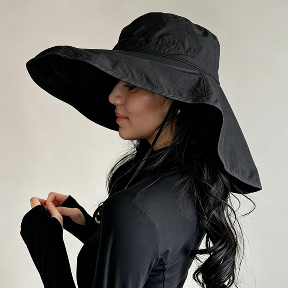 Hat Floppy Wide - フルカバーフェイスプロテクションハット ワイドブリムサンハット レディースサンハット ネックフラップ付き ワイドブリム フロッピー