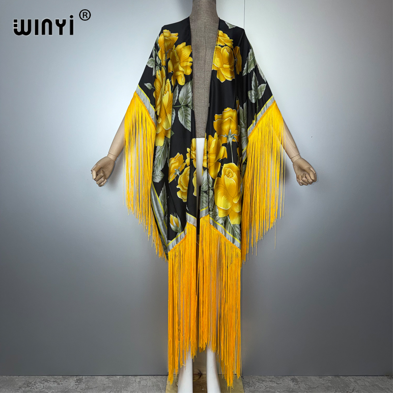 Cover Up Kaftan - WINYI アフリカ風着物カバーアップ ボヘミアン柄 ビキニカバーアップ エレガントファッション カーディガン