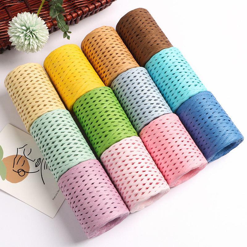 Crochet Bag Raffia - 150 メートル天然ラフィアわら糸ニットかぎ針編み紙糸フレンドリーな紙糸 DIY 手作り夏サンハットビーチバッグ