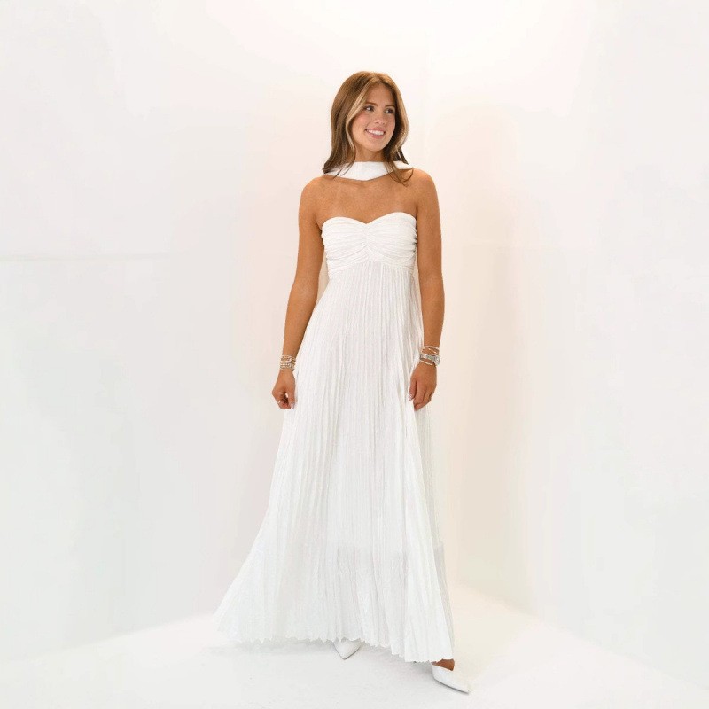 Maxi Dress Halter - 結婚式のゲストドレス エレガント パーティー プロム ロングドレス Vネック