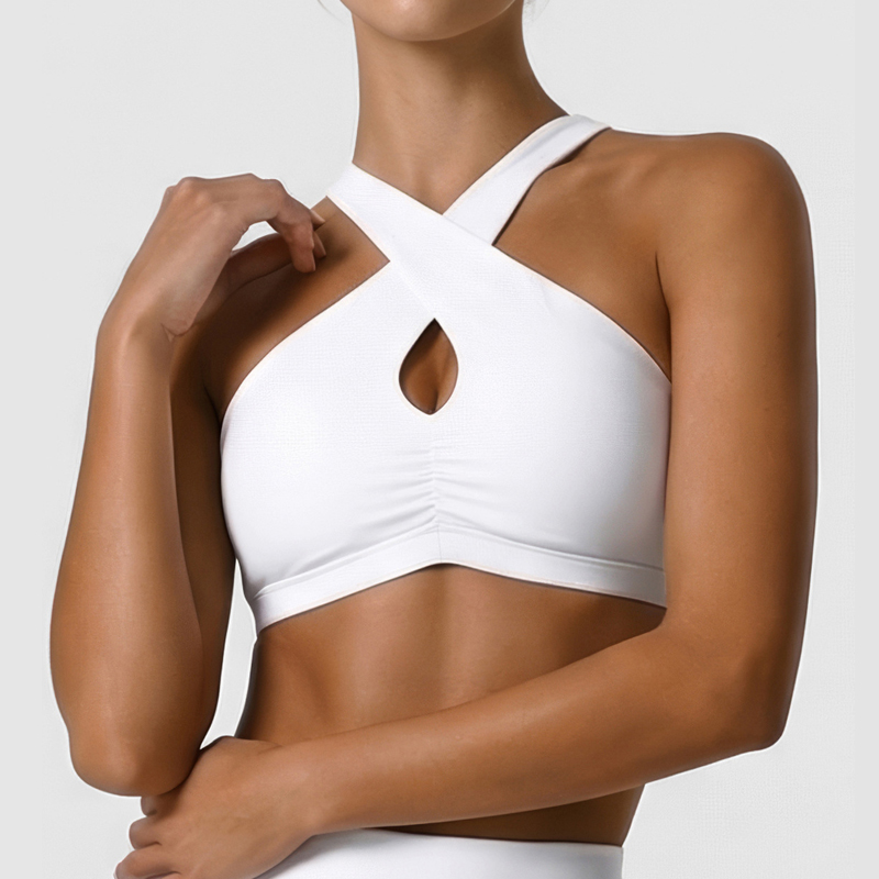 Crop Top Crochet - 女性ソフトスポーツ下着無地高衝撃ジムヨガブラ通気性速乾フィットネスクロップトップ女性トレーニング服