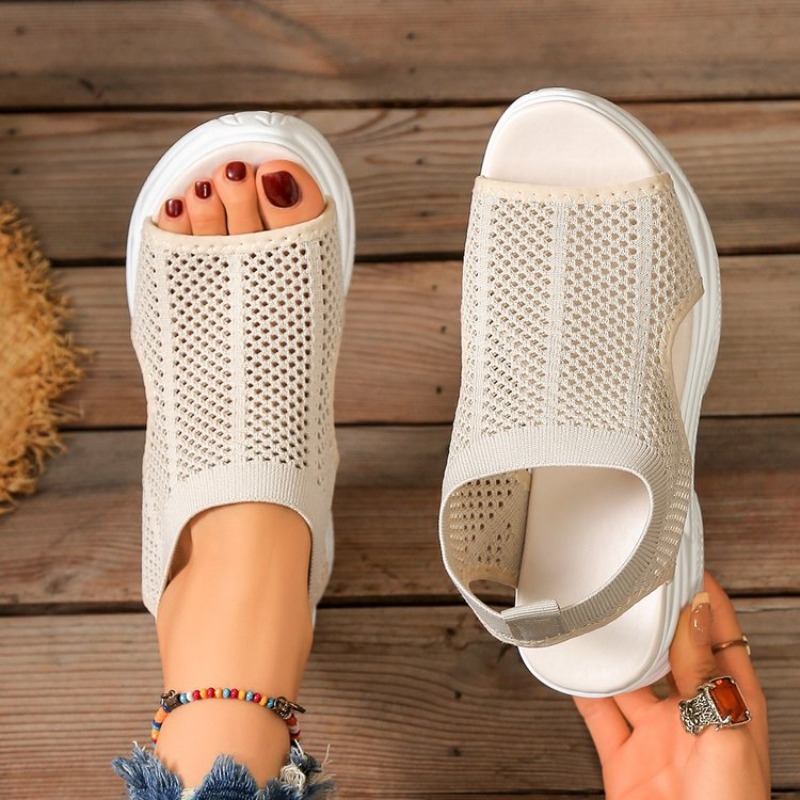 Wedge Espadrille Women - 女性プラットフォームサンダル夏ウェッジシューズメッシュ通気性ハイヒールオープントゥチャンキースニーカースポーティカジュアルウォーキングシューズ