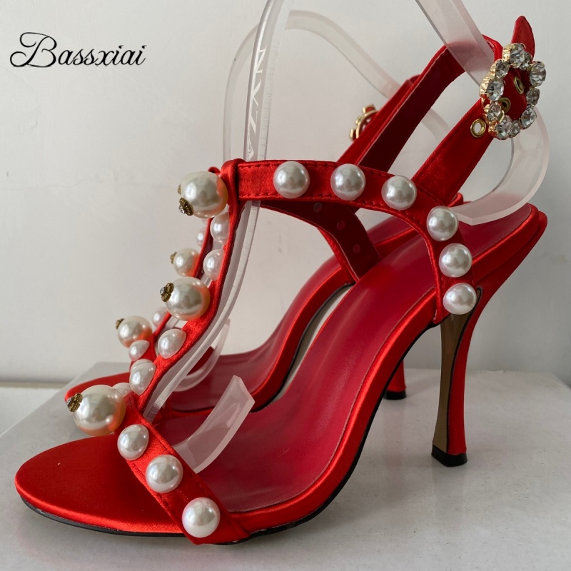 パールビーズ装飾 Tストラップ スティレットヒール サンダル - Sandal Strappy Heeled のレビューと価格