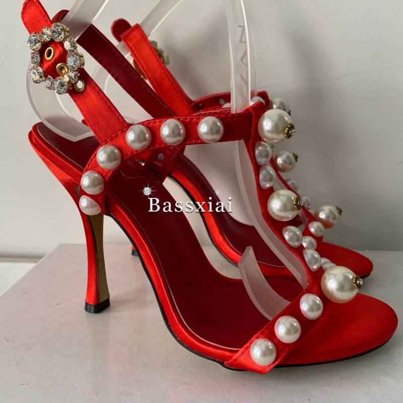 パールビーズ装飾 Tストラップ スティレットヒール サンダル - Sandal Strappy Heeled のレビューと価格