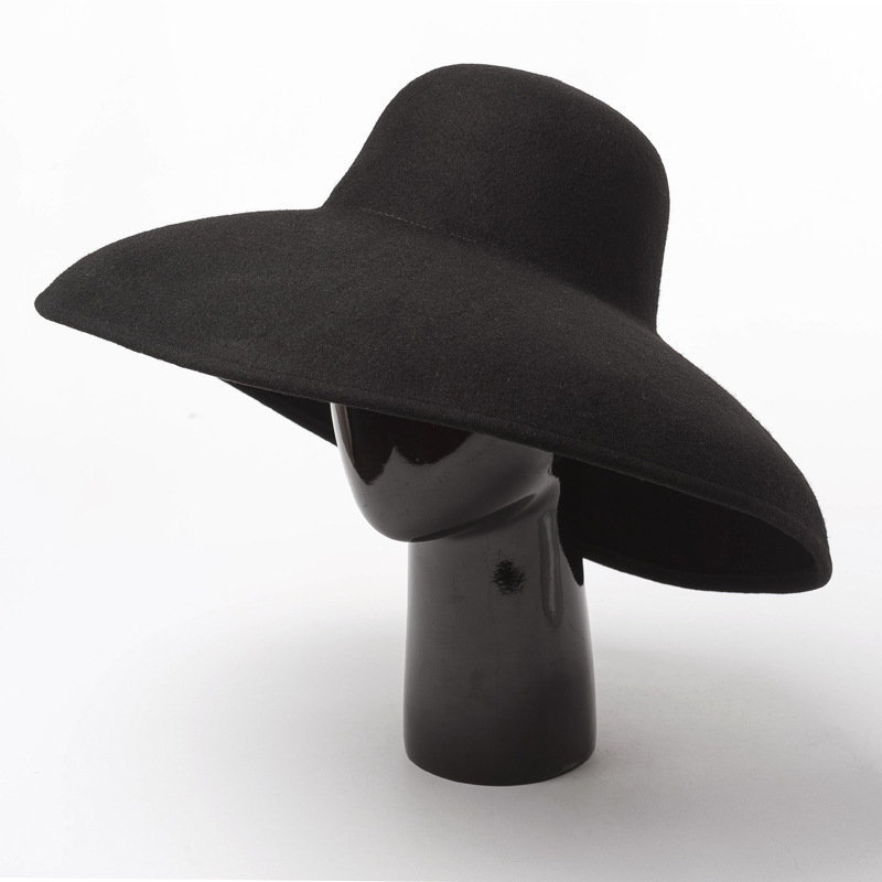 クラシックなウールのフェルトハット,広いつば,女性用,柔軟な - Hat Floppy Wide のレビューと価格