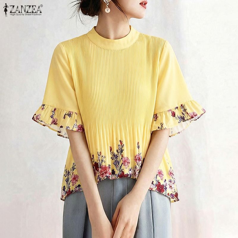 ZANZEA 女性夏ボヘメインホリデートップス花柄パッチワー - Romper Floral Print のレビューと価格
