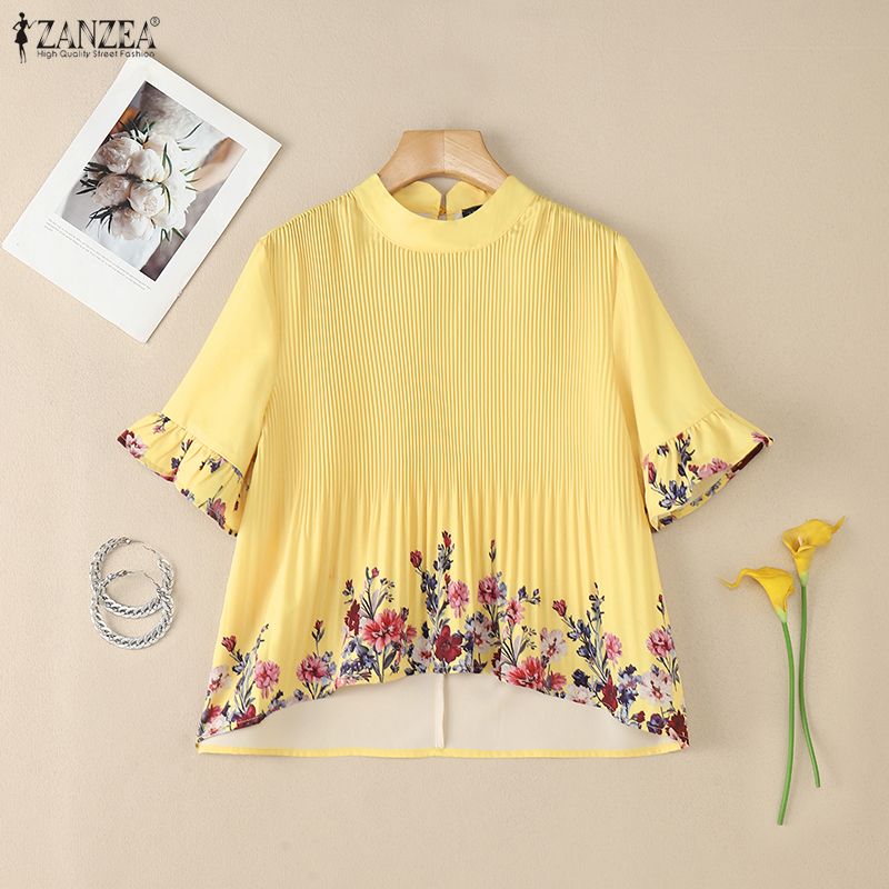 ZANZEA 女性夏ボヘメインホリデートップス花柄パッチワー - Romper Floral Print のレビューと価格