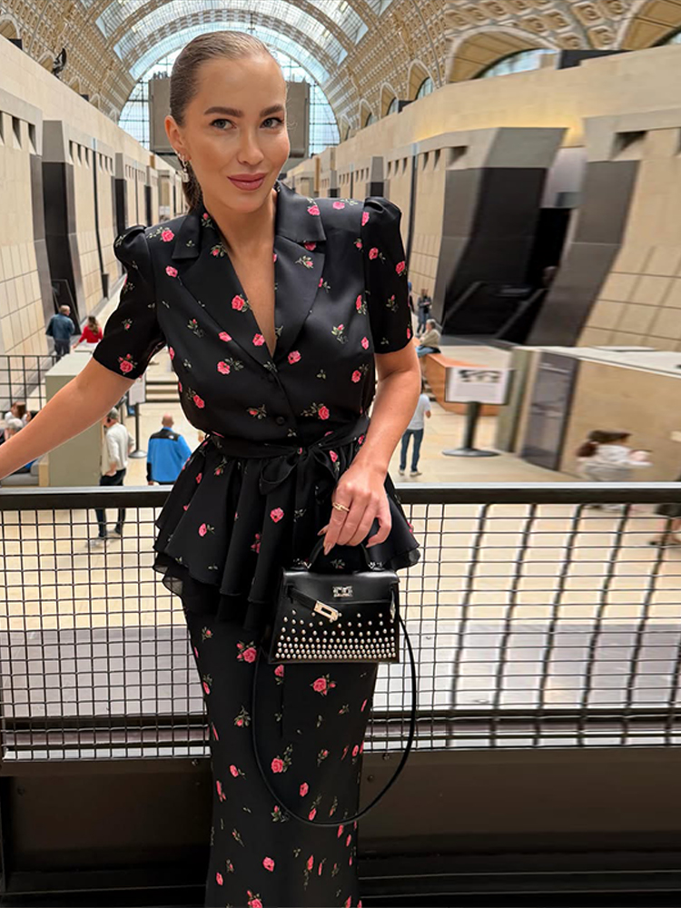 花柄ブレザーコートスカートセット レディース エレガント ラ - Romper Floral Print のレビューと価格