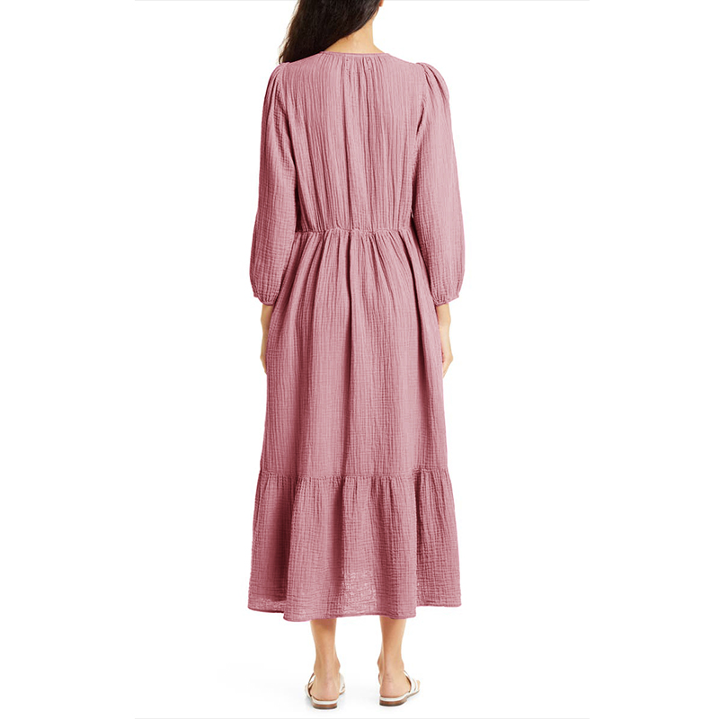 シフォン-100% コットンロングドレス,女性用,Vネック, - Linen Dress Wrap のレビューと価格