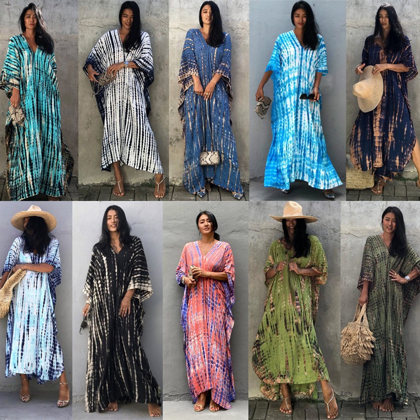 プラスサイズ女性用ビーチウェア ロングビーチカバーアップ カ - Cover Up Kaftan のレビューと価格