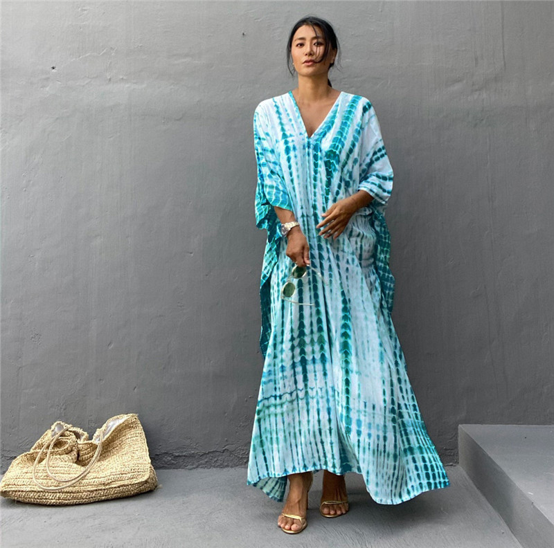 プラスサイズ女性用ビーチウェア ロングビーチカバーアップ カ - Cover Up Kaftan のレビューと価格