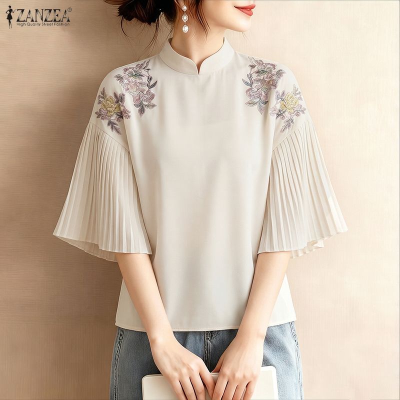 2026 ZANZEA 夏花柄プリントブラウススタイリッシュ - Romper Floral Print のレビューと価格