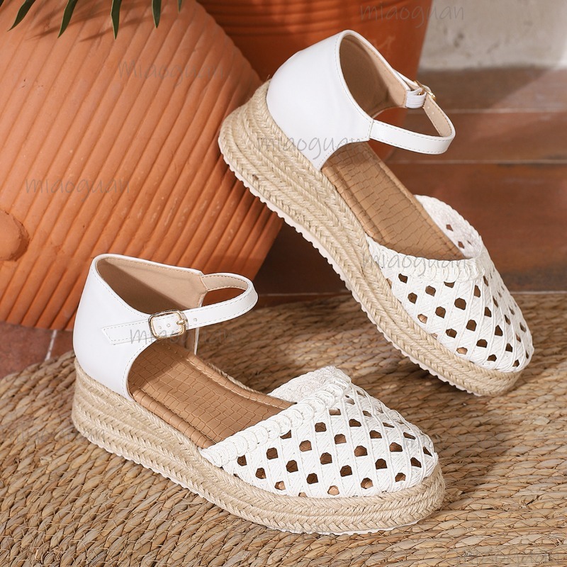 ボヘミアンスタイル レディース 中空編み込み エスパドリーユ - Wedge Espadrille Women のレビューと価格