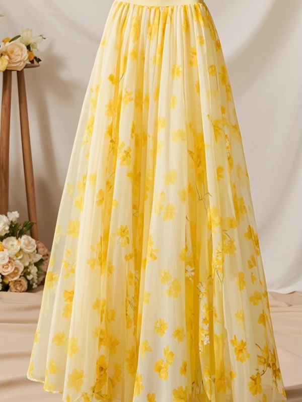 2026年夏 ハイウエスト イエロー Aラインスカート レデ - Midi Skirt Floral のレビューと価格