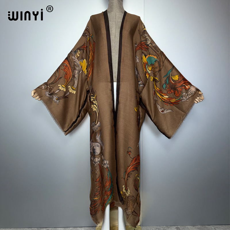 WINYI アフリカ風ボヘミアン着物マキシ丈ワンピース ビー - Cover Up Kaftan のレビューと価格