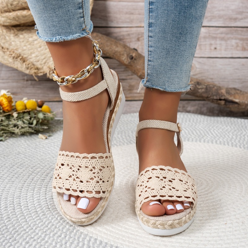 女性用レースウェッジサンダル、エスパドリーユプラットフォーム - Wedge Espadrille Women のレビューと価格