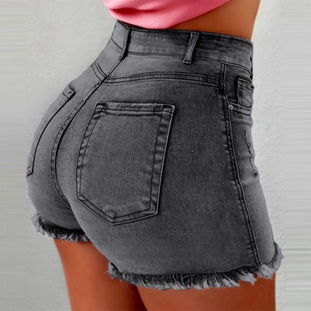 レディース ハイウエスト デニム ショートパンツ - ダメー - Shorts Denim Frayed のレビューと価格