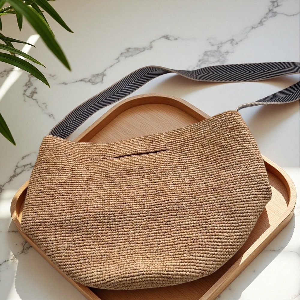 新しいラフィアレインボーバケットバッグ、コラムクロシェ、女性 - Crochet Bag Raffia のレビューと価格