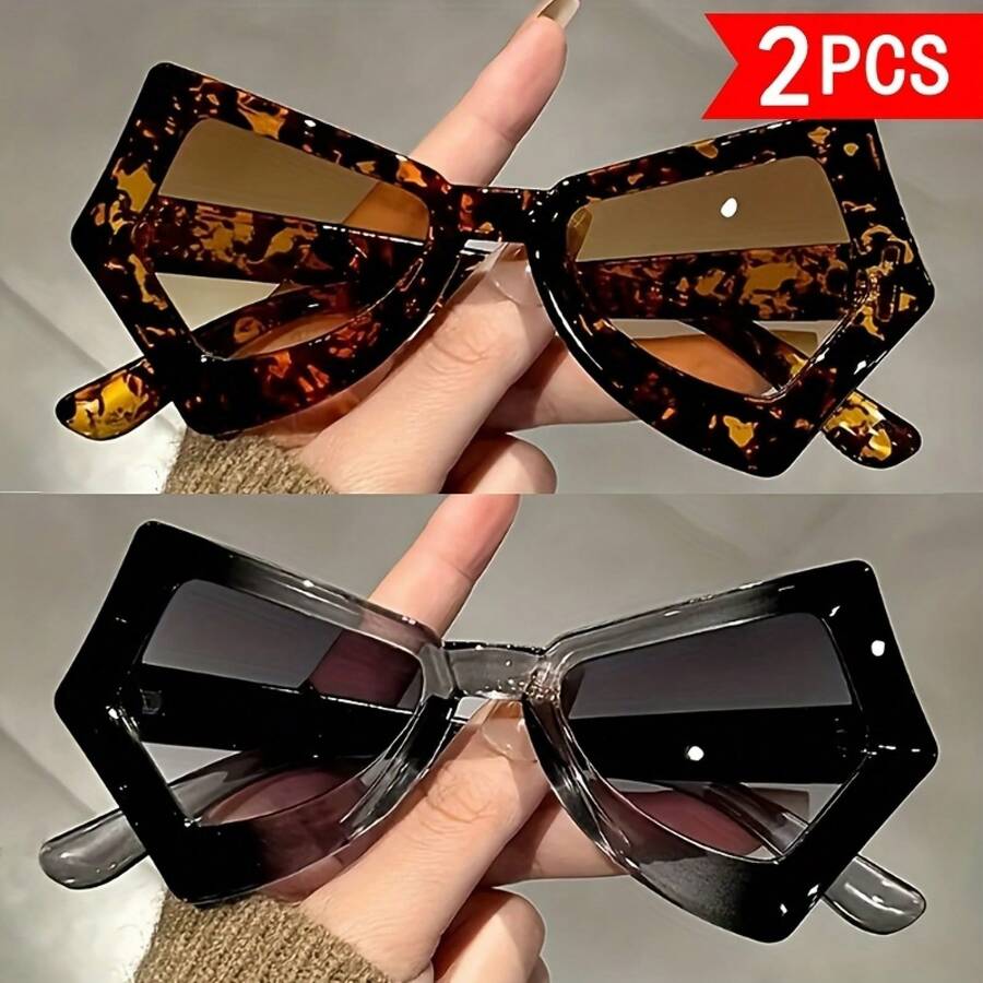 2ピースセットスタイル、不規則な色、ユニークな蝶のフレームと - Sunglasses Cat Eye のレビューと価格