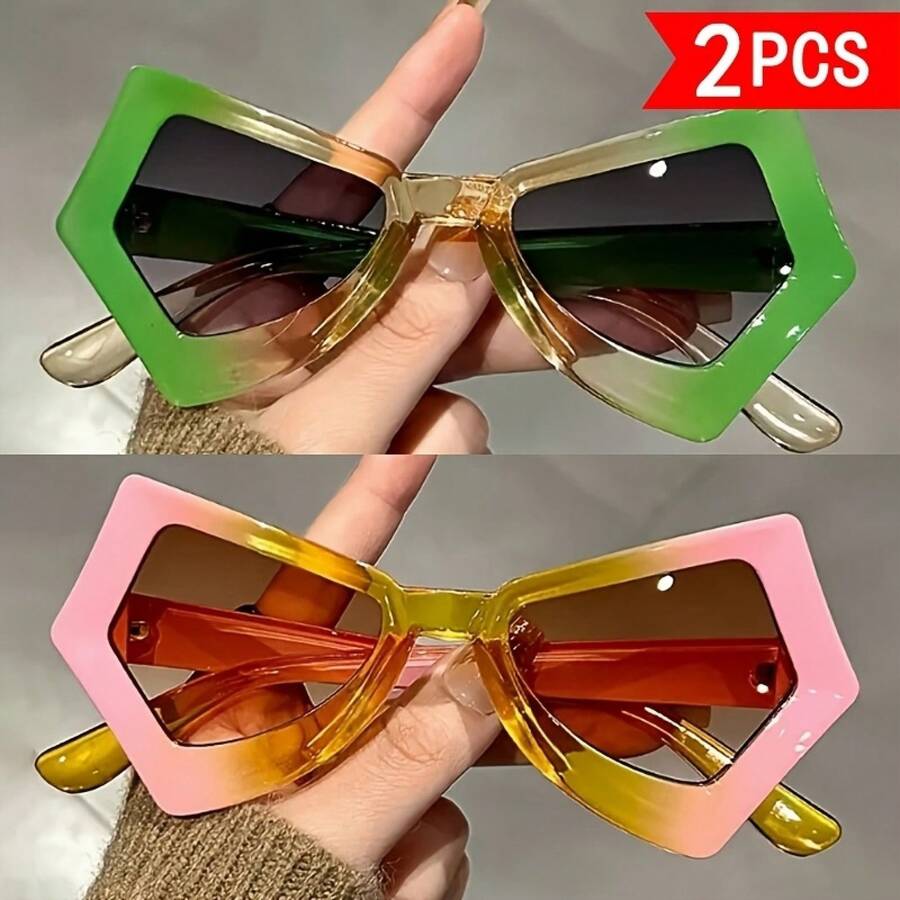 2ピースセットスタイル、不規則な色、ユニークな蝶のフレームと - Sunglasses Cat Eye のレビューと価格