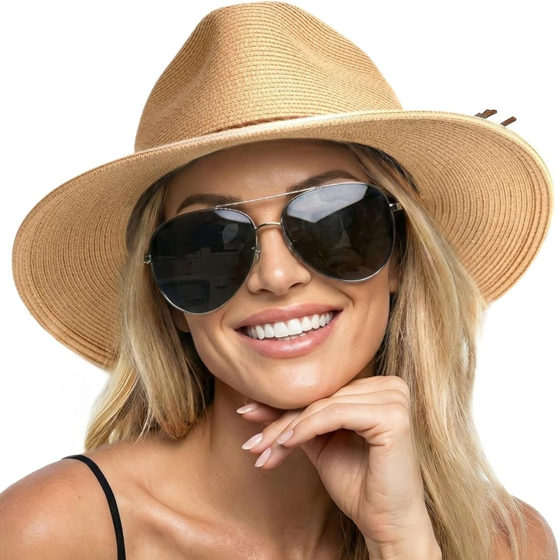 1個入り 夏用麦わらビーチサンハット 女性用 UPF50+  - Hat Floppy Wide のレビューと価格