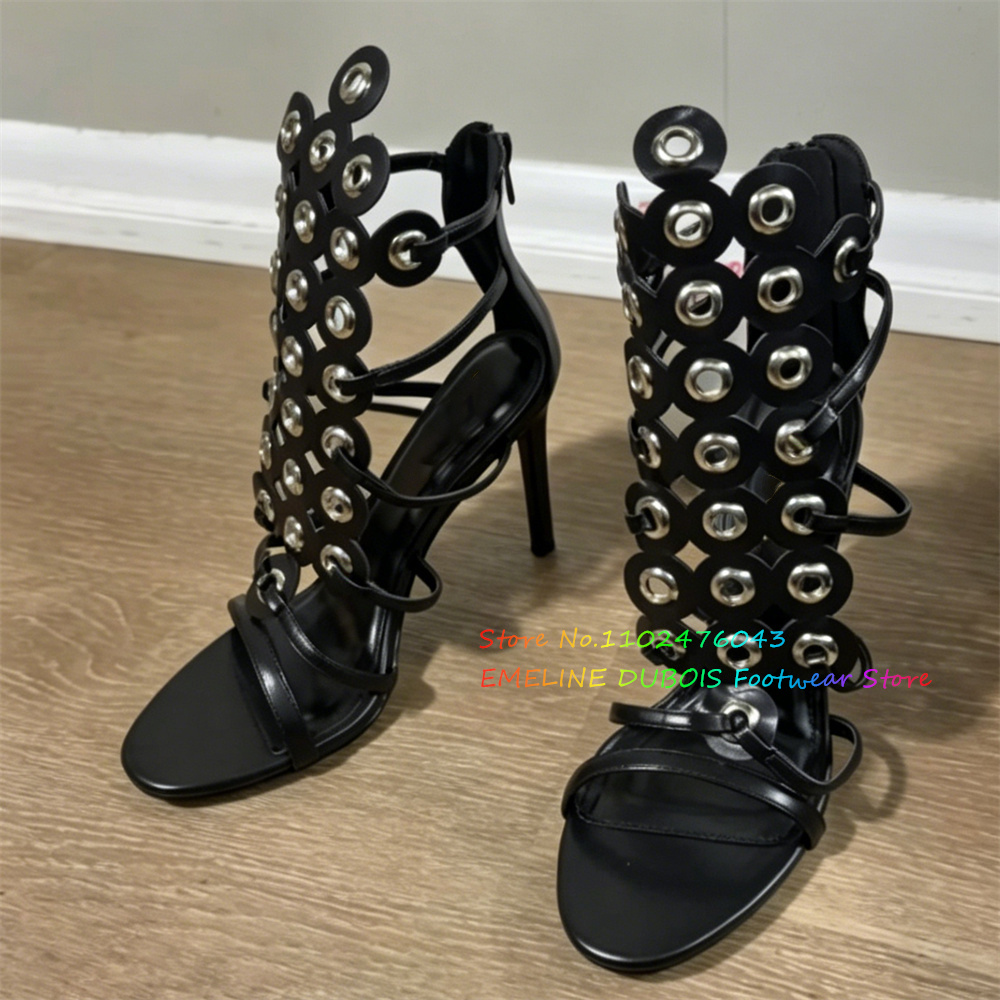 ゴールドメタルサークル装飾ハイヒールサンダル女性のセクシーな - Sandal Strappy Heeled のレビューと価格