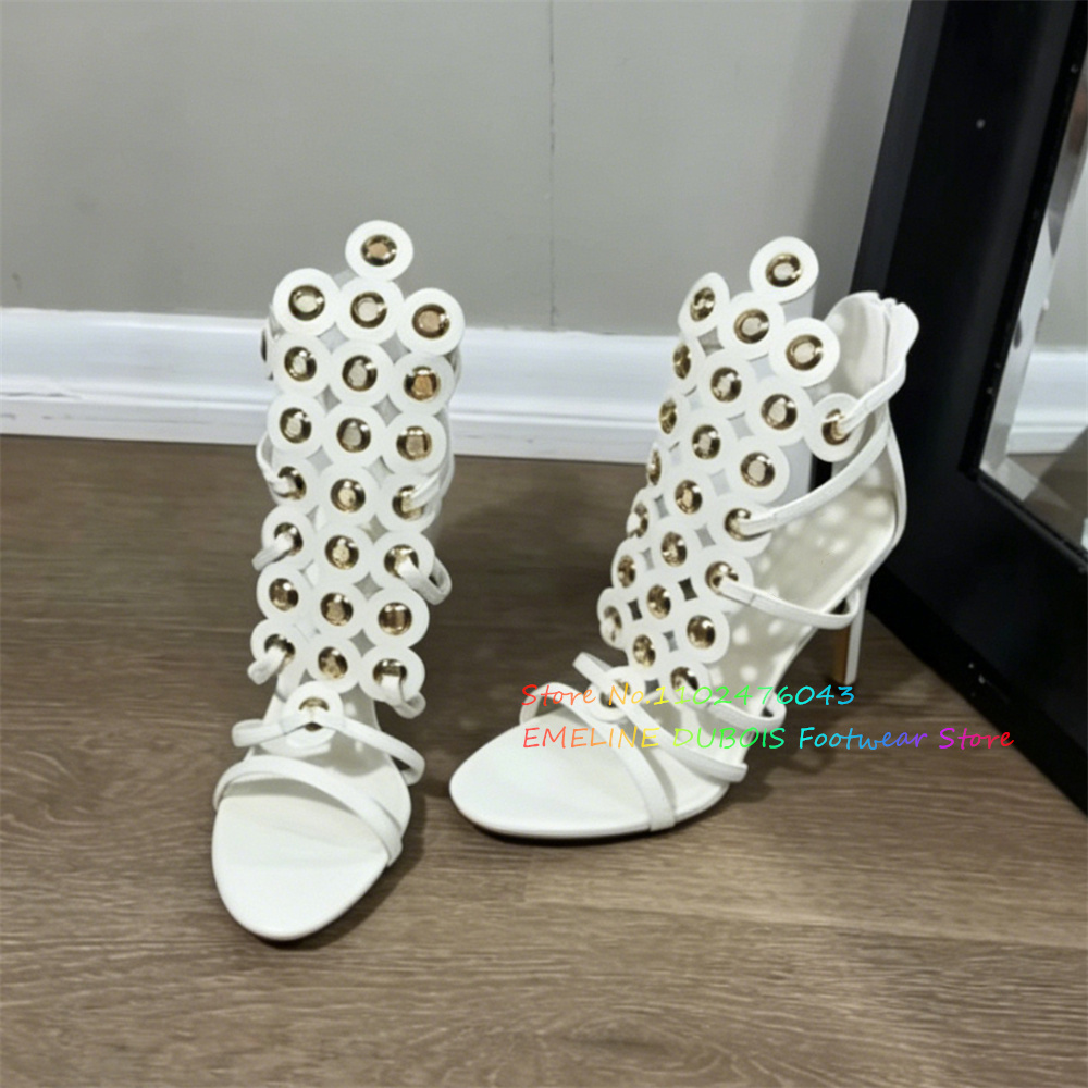 ゴールドメタルサークル装飾ハイヒールサンダル女性のセクシーな - Sandal Strappy Heeled のレビューと価格