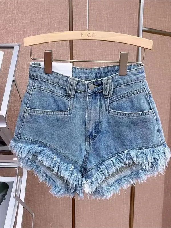 カジュアル韓国スタイルのフリンジヘムデニムショートパンツ女性 - Shorts Denim Frayed のレビューと価格