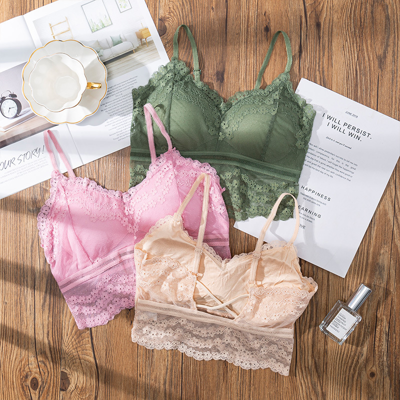 シームレスな3Dレースのランジェリー,ホルタートップ,腕立て - Bralette Triangle Set のレビューと価格