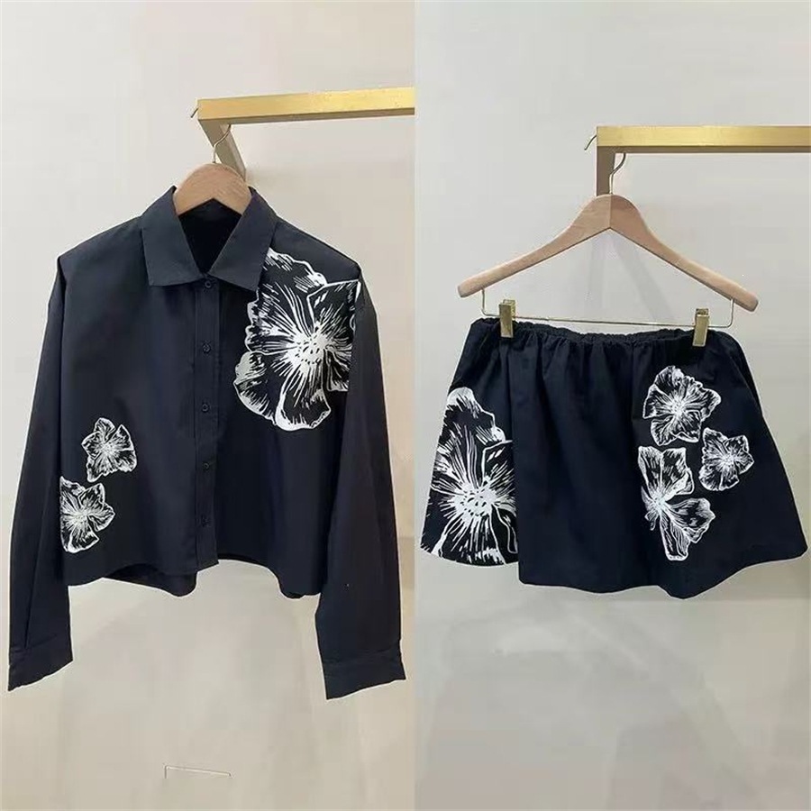 ロマンチックな白い花柄シャツとショートスカートセット春夏コッ - Romper Floral Print のレビューと価格