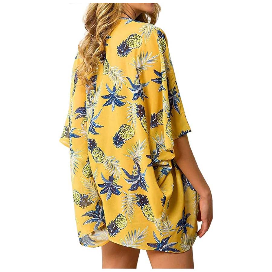 女性のルーズシアーシフォン着物カーディガンビーチ水泳カジュア - Kimono Sheer Floral のレビューと価格