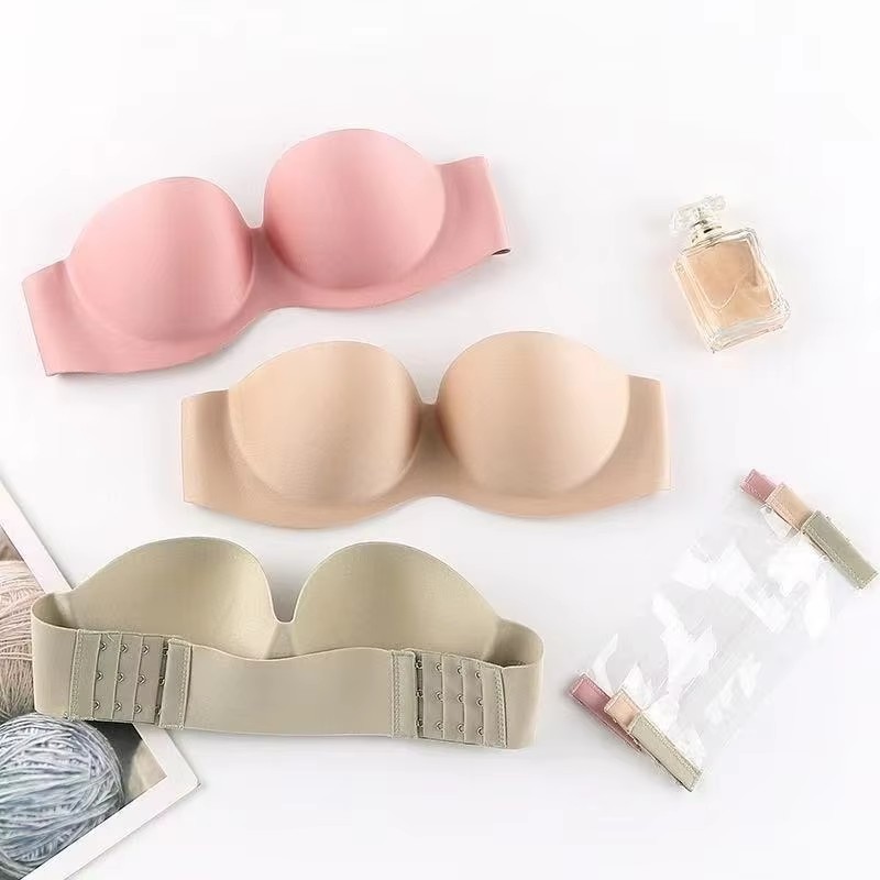 女性のセクシーなストラップレスプッシュアップパッド入りブラジ - Bralette Triangle Set のレビューと価格