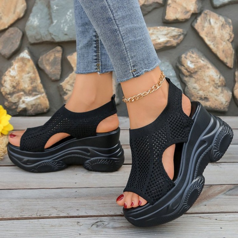 女性プラットフォームサンダル夏ウェッジシューズメッシュ通気性 - Wedge Espadrille Women のレビューと価格