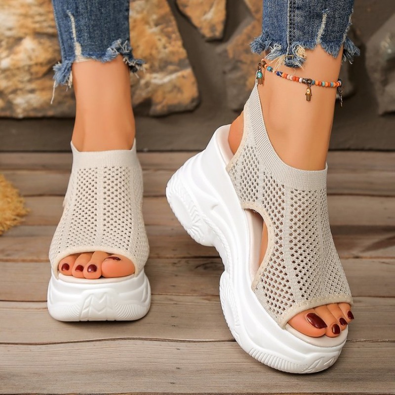 女性プラットフォームサンダル夏ウェッジシューズメッシュ通気性 - Wedge Espadrille Women のレビューと価格