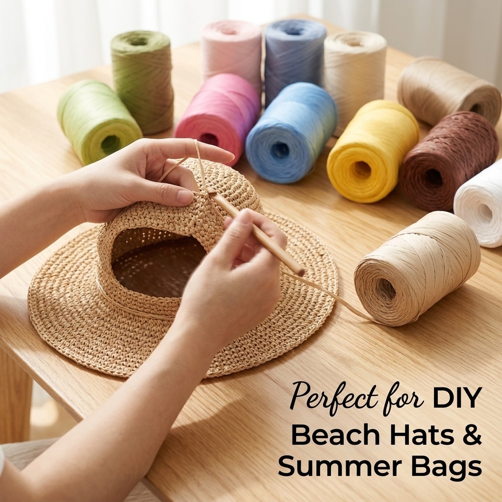 150m DIY天然紙ラフィア糸 ソフトストロー織り糸 夏の - Crochet Bag Raffia のレビューと価格