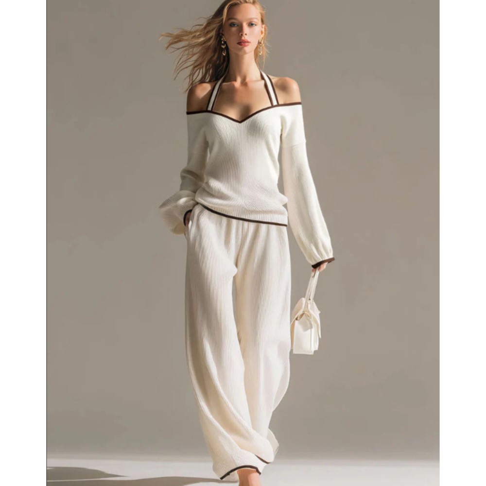 女性のセクシーなオフショルダー長袖 Tシャツズボン 2 点セ - Blouse Off Shoulder のレビューと価格
